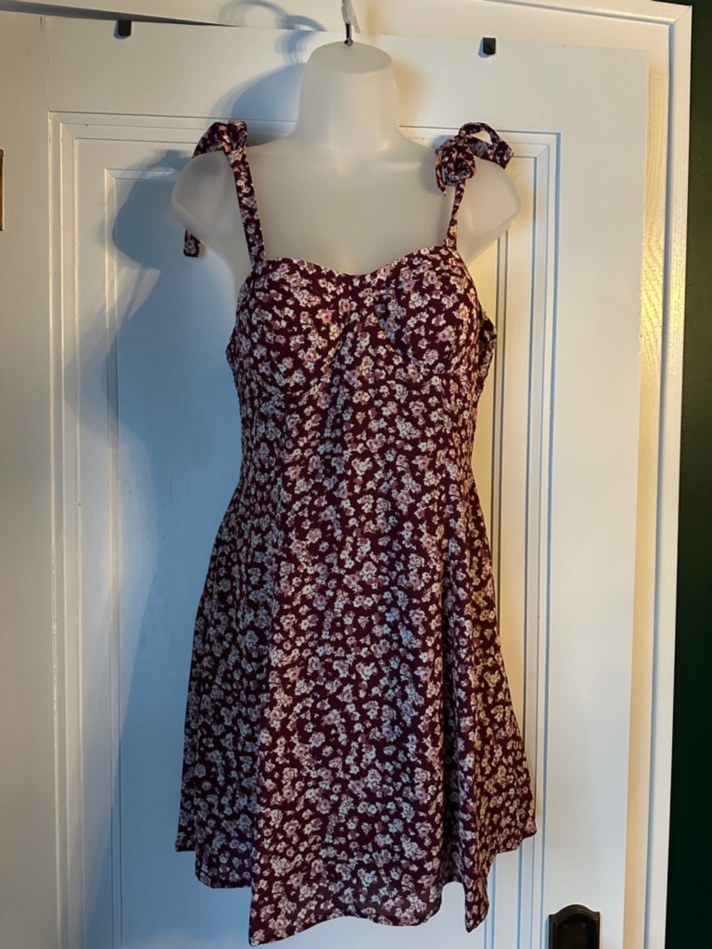 Lily Rose Burgundy Floral Tie-Shoulder Mini Dress